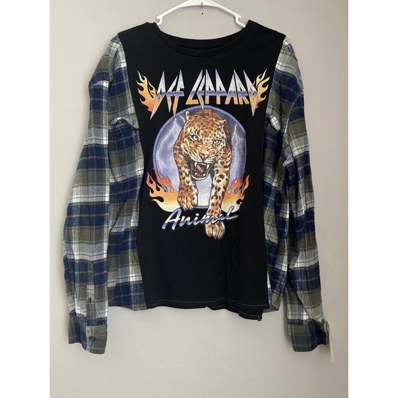 DEF LEPPARD Reworked Flannel Tshirt - Picture 1 of 1